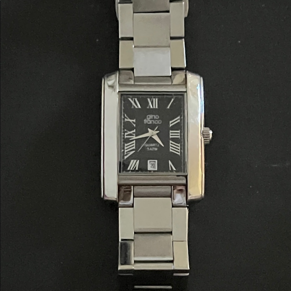 💥💥Gino Franco Black and Silver Rectangular Watch